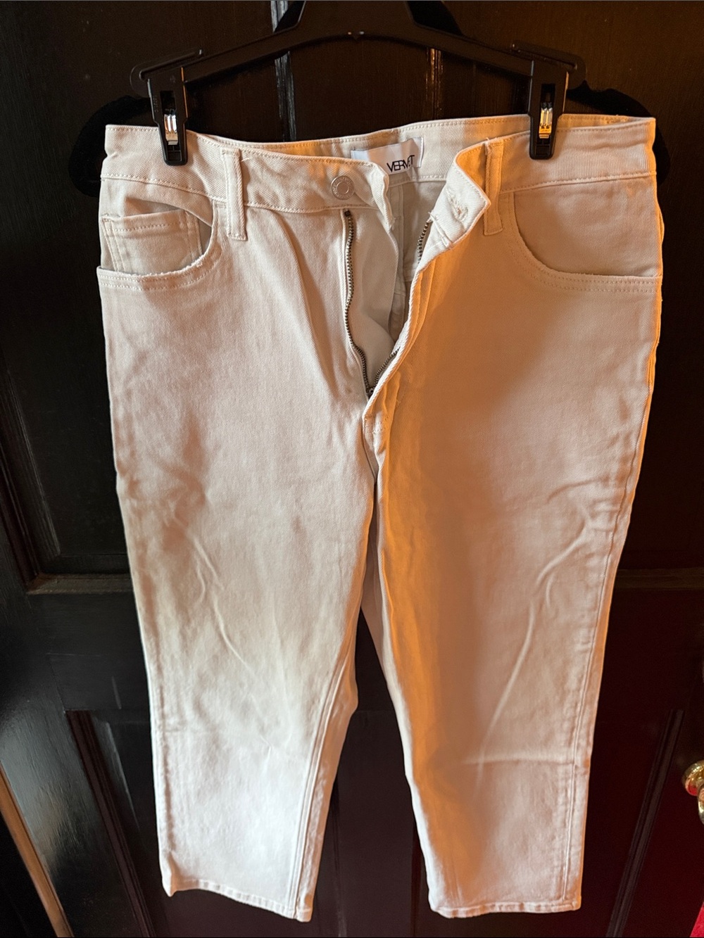VERVET BY FLYING MONKEY Cream High-Rise Cropped Jeans